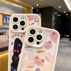 Coque de téléphone en gros pour iPhone 15 16 Pro Max, motif <span class=keywords><strong>petit</strong></span> ours et <span class=keywords><strong>chat</strong></span> <span class=keywords><strong>noir</strong></span>, style dessin animé, protection anti-chute pour couple - Product Image 5