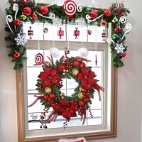 Karangan Bunga Natal Klasik Mewah dan Hiasan Bunga Merah Buatan Tangan untuk Dekorasi Gantungan Pintu Rumah Simulasi Natal
