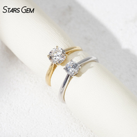Anillo Solitario Clásico Unisex Starsgem de Oro Sólido de 10K con Baño de Rodio, Diamante Cultivado en Laboratorio de 0.5-1.0ct, Color DEF, Corte Brillante, Claridad VS