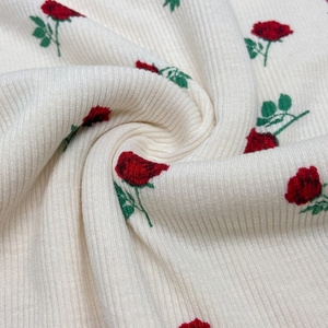 <span class=keywords><strong>Muestra</strong></span> gratis acanalado 96% viscosa 4% estiramiento personalizado Rosa Digital impreso 270gsm tejido de punto 2*2 costilla para Loungewear Tops - Product Image 4