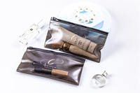 Logo imprimé à chaud en or, petit mini eva pvc, emballage réutilisable en plastique épais noir givré, pochette à fermeture éclair