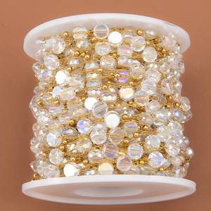 2025 nuovo all'ingrosso acciaio inossidabile 7mm piatto rotondo bianco chiaro perline placcato in <span class=keywords><strong>oro</strong></span> catena per la creazione di accessori per gioielli - Product Image 4