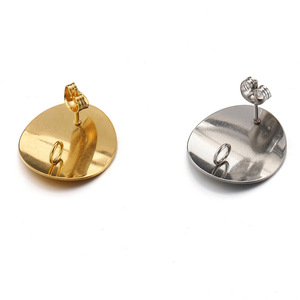 Curved Disc Stud Earrings Ear <strong>Plugs</strong> Gold-colored Stainless Steel Electroplated Long-lasting Large Ear Hooks for DIY Earring - Product Image 6
