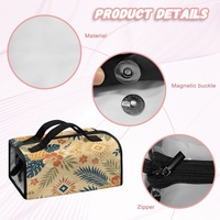 Sac de voyage cosmétique pliable à imprimé tropical ananas hawaïen, organiseur de maquillage avec compartiments transparents amovibles pour les voyages