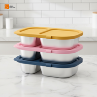 Boîte à condiments portable en acier inoxydable 304 avec couvercle hermétique anti-fuite, récipients à condiments micro-ondables, couvercle en silicone, boîte à lunch