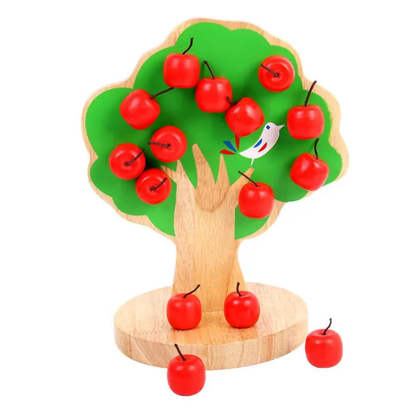 磁気DIYおもちゃ木製フルーツアップルツリーおもちゃ木製数学パズル子供のための赤ちゃん