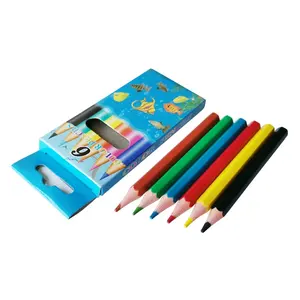 High Quality 6pcs 3.5inch Mini Plastic Kids Drawing Rainbow Color Pencil Set