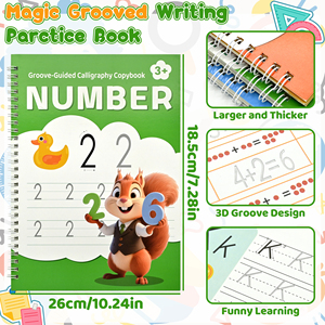 Cuaderno de Caligrafía con Ranuras, Libro de Práctica de Escritura Mágica Reutilizable con Ranuras para Niños de 3 a 8 Años con 6 Libros y Bolígrafos - Product Image 3