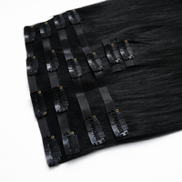 Extensiones de Cabello Clip-In PU Negras Premium, Lisas, Fácil DIY, Volumen y Largo Instantáneos
