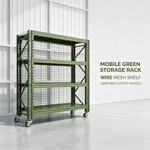 Stainless Polyurethane Wheels 5 <b>Shelf</b> Rust Proof Restaurant Modular <b>Wire</b> Shelving With Casters Warehouse Storage Solution - Product Image 1