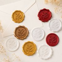 Autocollants de sceau de cire vintage à motif floral forestier, design de branche en relief, étiquettes adhésives pour invitations et enveloppes