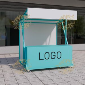 كشك عرض ترويجى كشك ترولي سوق ليلي كشك تجاري مربع كشك نشاط حديد متنقل كشك تجميل بعجلات - Product Image 3