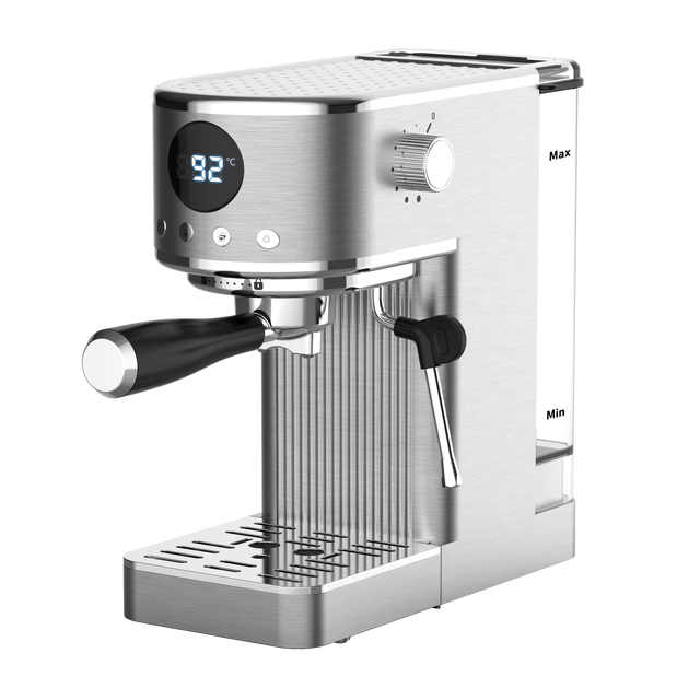 New Electric Semi-Automatic Espresso Machine with Milk Frother Stainless Steel 2 Cups Capacity for Household & Hotel Use