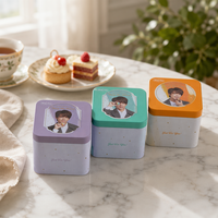 Boîte en fer blanc carrée personnalisée pour gâteaux de lune, conteneur métallique pour biscuits et pâtisseries avec couvercle, emballage cadeau en gros