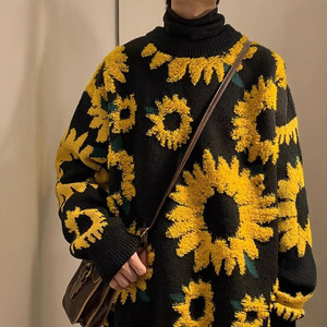 <span class=keywords><strong>Pull</strong></span> tricoté en peluche motif floral Tournesol Cerf pour <span class=keywords><strong>Homme</strong></span> et Femme, Automne Hiver, Style Rétro Ample et Décontracté, Tendance, Chaud, Marque - Product Image 4