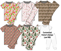 Ensembles de vêtements pour filles en deux pièces, mignons, de Noël, pour l'automne et l'hiver, imprimés de personnages, manches longues, en tissu de bambou, tenue pour tout-petits
