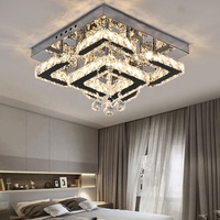 Plafonnier LED moderne en acier inoxydable avec cristaux, motif floral, télécommande, lumière variable tricolore, style européen, pour chambre, bureau, villa, maison