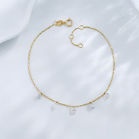 Bracelet en or jaune 18 carats torsadé ajustable avec diamant en forme de poire, diamant de laboratoire, bijoux de mode pour femmes, vente en gros, délicat et raffiné