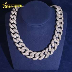 Cadena de 23 mm de gran tamaño, de plata de ley 925 maciza, joyería hip hop para hombre, collar con incrustaciones de moissanita, cadena cubana. - Product Image 1