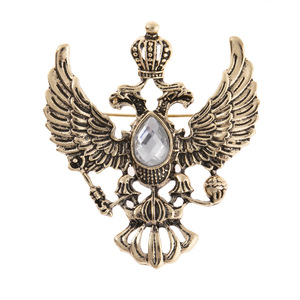 Broche créative à double tête d'aigle, vente chaude transfrontalière, alliage rétro, animal, vente en gros, accessoires de mode, broches - Product Image 1