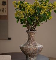 Vase de style zen chinois traditionnel, vase hydroponique en poterie brute fait main