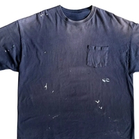 T-shirt Homme TOPSHOW Vintage Délavé Effet Soleil Déchiré avec Poche, Coupe Oversize, Effet Éclaboussures de Peinture, Streetwear en Coton, Personnalisable OEM