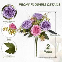 Buket Bunga Peony Buatan Real Touch dari Sutra, Bunga Peony Palsu untuk Dekorasi Vas, Centerpiece Pernikahan, dan Dekorasi Rumah