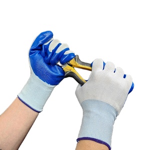 ถุงมือทำงานแบบหนาพิเศษเคลือบสีน้ำเงิน กันลื่น ระบายอากาศได้ดี ทนน้ำมัน ป้องกันการบาด ไม่มีส่วนผสมของน้ำยาง ทนต่อการฉีกขาด ทนต่อการเสียดสี - Product Image 1