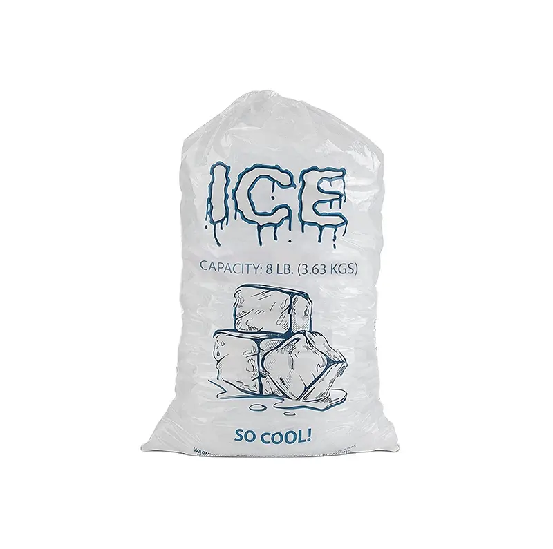 Vente chaude Glaçon-sac-plastique-Sacs à glaçons en plastique transparents 10 12 15 20 Lb Refroidisseur de glace jetable Sac congelé