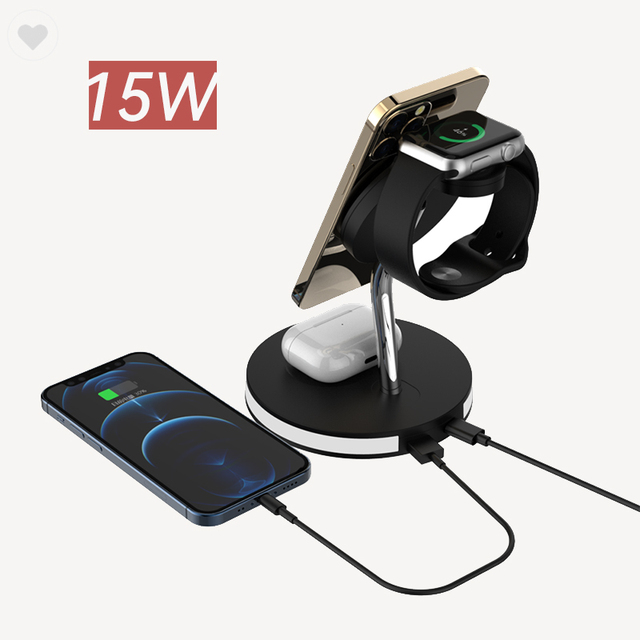 Hot Selling 3 in 1 Wireless Charger with PD 3.0 15W/10W Magnetic Fast Charging for Cell Phone/Earphone/Smart Watch