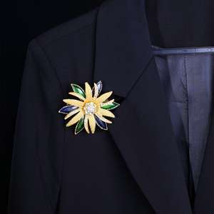 Broche en émail cristal étincelant plaqué or KAMMY, motif renard, en acier inoxydable, pour femme, cadeau idéal pour fiançailles, anniversaire, fête - Product Image 4