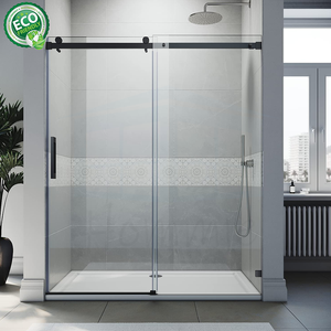 Paroi de douche finition chrome, verre transparent 10 mm, cadre en aluminium premium, installation réversible - Product Image 2