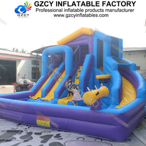 Gran parque acuático con <span class=keywords><strong>tres</strong></span> toboganes con piscina, Castillo de combinación inflable para disparar - Product Image 3