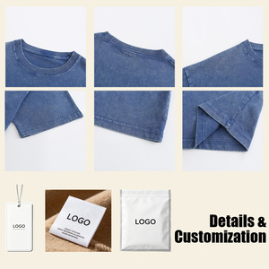 Camiseta Retro <span class=keywords><strong>Vintage</strong></span> Lavada de 340 GSM, 100% Algodón Suave, Unisex, con Logotipo Personalizado, Venta al Por Mayor, Suministro Directo de Fábrica - Product Image 3
