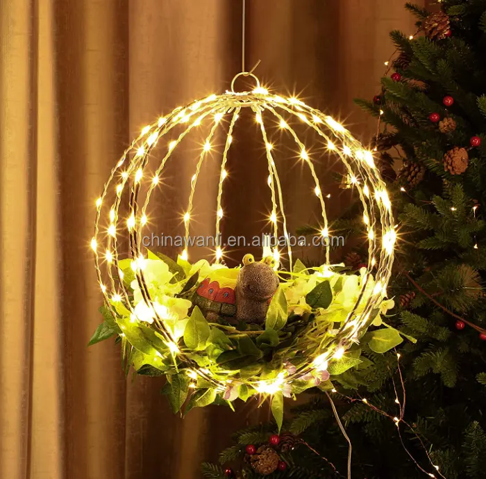 Boule de lumière LED suspendue pour jardin de noël 160 LED 12 grands globes lumineux en fer avec 8 Modes de scintillement, prise de charge