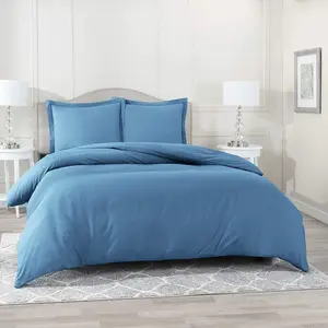 Hot Sale 110gsm Solid Plain Soft Like Egyptian Hotel Home Bed Set Custom Polyester Or Cotton Bedding Sets Quilt Duvet Cover Set