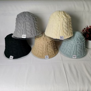 Chapeau bob en tricot torsadé blanc cassé, chaud, en laine, pour adultes - Product Image 4