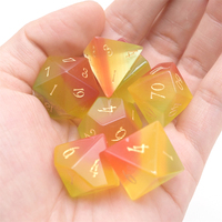 Dés à jouer polyédriques en pierre œil de chat bicolore peints à la main, gemmes arc-en-ciel pour jeux de rôle RPG DND