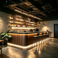 Comptoir de bar personnalisé, mobilier de bar à vin commercial, présentoir lumineux LED, comptoir d'accueil pour restaurant, café, pub, bar intérieur, boutique
