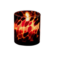 Porte-bougie en verre fait main de couleur ambre créative avec des taches de couleur léopard, décoration de Noël pour la maison, droit