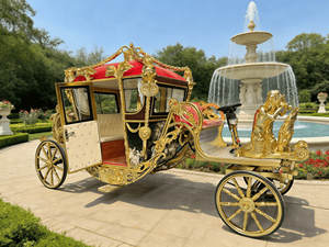Fábrica de Carretas para Caballos al por Mayor - Venta de Carruajes Reales Eléctricos de Acero de 4 Ruedas con Escultura de Carruaje Real - Product Image 2