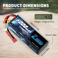 Batterie Lipo Zeee 11.1V 3S 80C 6000mAh avec boîtier rigide et connecteur Deans pour véhicules RC à l'échelle 1/8 1/10, voitures, camions, bateaux