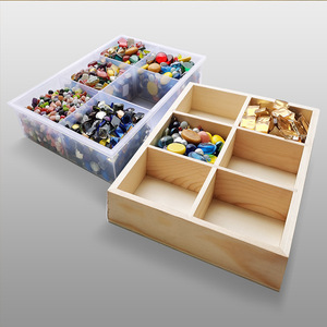 DIY material storage <b>boxes</b>, solid wood <b>boxes</b> with categorized dustproof grids, transparent <b>plastic</b> accessory <b>boxes</b>, and mosaic - Product Image 1