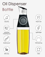 Botol Minyak Dapur Penetes Otomatis, Ramah Vegetarian, Dapat Diatur Dosis, Tipe Tekan, Perlengkapan Dapur, Botol Minyak Kaca