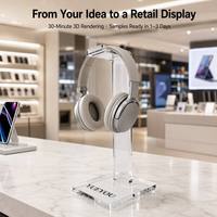 Support de Présentation de Casque Audio de Luxe en Acrylique Poli Transparent Écologique avec Impression UV et Logo Personnalisé – Support de Bureau pour Casque Circum-auriculaire