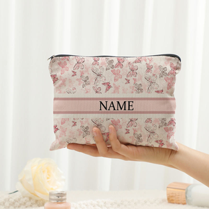 Sac de maquillage de voyage de luxe rétro personnalisé avec <span class=keywords><strong>logo</strong></span> et nom, en toile, fermeture éclair, résistant à l'eau, capacité moyenne, poignée souple - Product Image 3
