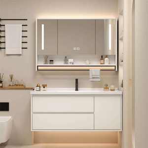 Mueble de Baño Moderno Impermeable con Espejo Inteligente, Montado en la Pared, Tablero de Melamina de Grado Hospitalario, Mueble de Baño de MDF - Product Image 3