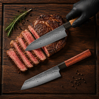 Couteau utilitaire à lame fixe, fin et martelé, en acier Damas Kurouchi, avec manche en acajou et collier noir, pour les tâches quotidiennes de cuisine