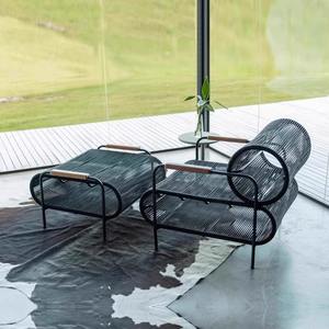 Canapé d'extérieur minimaliste en rotin en forme de L avec structure en alliage d'aluminium, banc de patio imperméable - Product Image 4