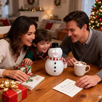 FrostByte Mr. Chill, bonhomme de neige parlant et animé, décoration de Noël avec projecteur intégré à 12 couleurs, haut-parleur Plug & Play